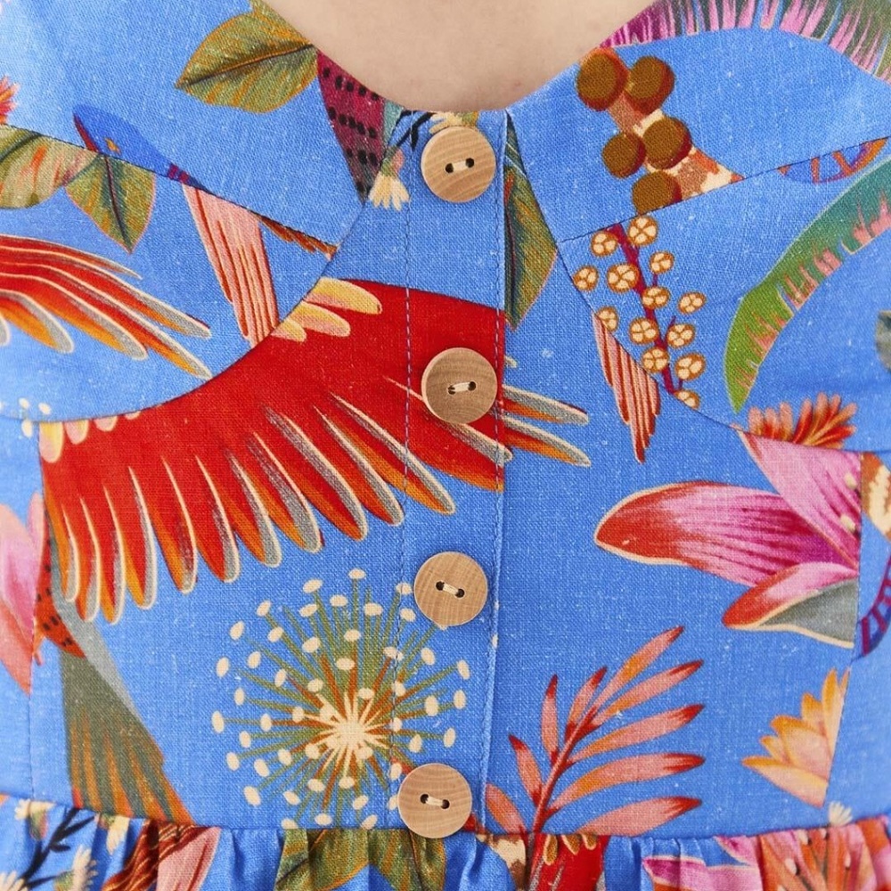 FARM Rio Blue Tropical Floral Mini Ruffle Dress - Picture 2 of 12